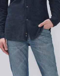 7 For All Mankind Pique Knit Button Down In Navy -7 For All Mankind 009103cf13ff521427fbd8b32c442e7c