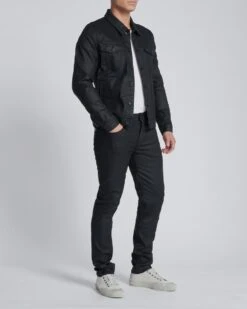 7 For All Mankind Coated Trucker Jacket In Black