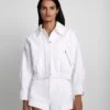 7 For All Mankind Cropped Bomber Jacket In Brilliant White