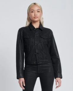 7 For All Mankind Classic Coated Trucker Jacket In Rabbit Hole