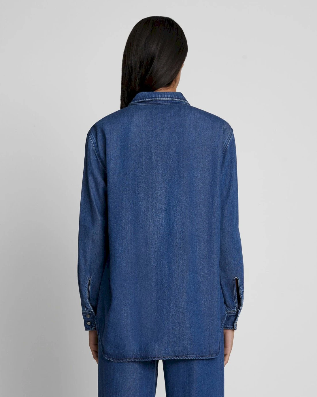 7 For All Mankind Denim Lustre Classic Shirt In Dark Indigo 6 7 For All Mankind Denim Lustre Classic Shirt In Dark Indigo - Image 4