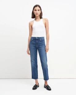 7 For All Mankind High Waist Cropped Straight In Distressed Authentic Light -7 For All Mankind 26d9bde892a4e768540a2b329fa3914e