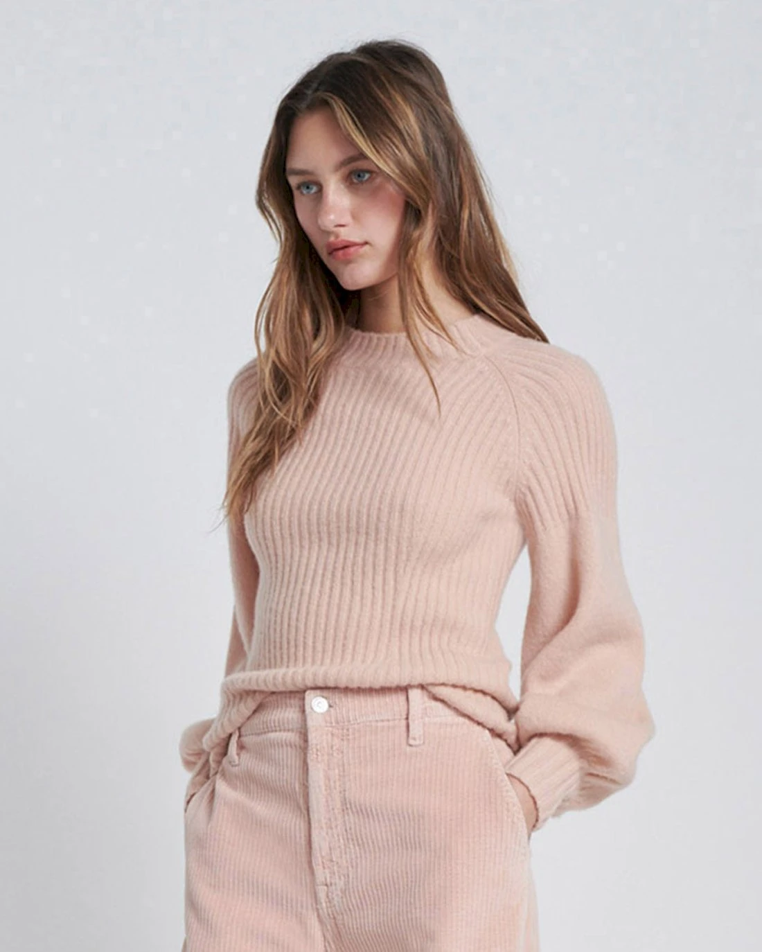 7 For All Mankind Lantern Sleeve Sweater In Blush 3 7 For All Mankind Lantern Sleeve Sweater In Blush
