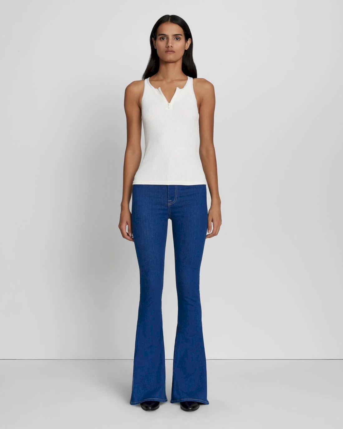 7 For All Mankind Quarter Zip Ribbed Tank In Antique White 4 7 For All Mankind Quarter Zip Ribbed Tank In Antique White - Image 2