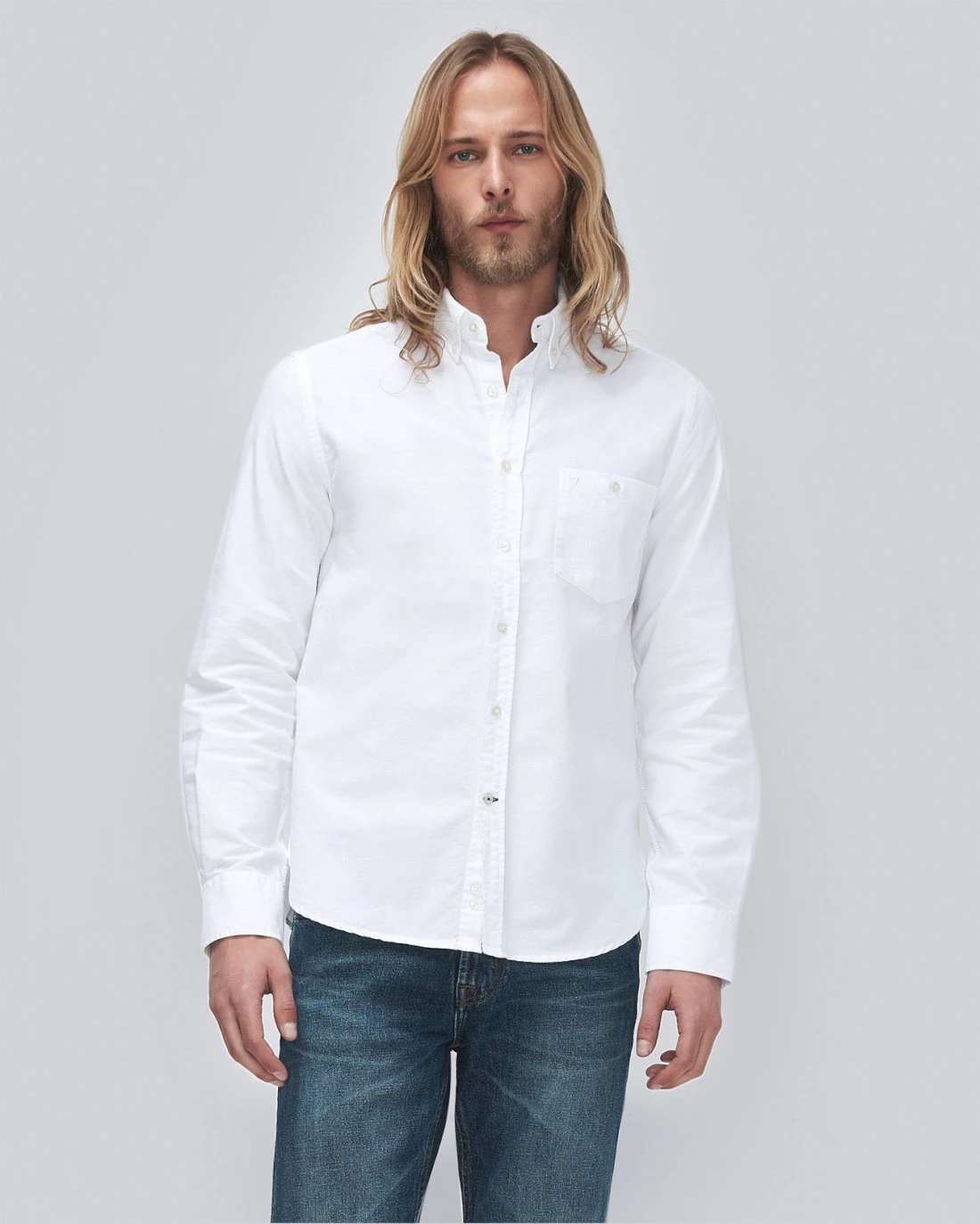 7 For All Mankind Oxford Shirt In White 3 7 For All Mankind Oxford Shirt In White