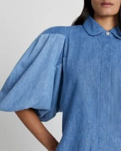 7 For All Mankind Puff Sleeve Denim Top In Star Patchwork -7 For All Mankind 3dc30f6b567fd4786b2e042e68b5f30d