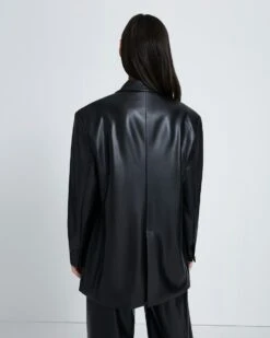 7 For All Mankind Faux Leather Blazer In Black -7 For All Mankind 4a8084f402d04b06e000b2cda11b9fbe