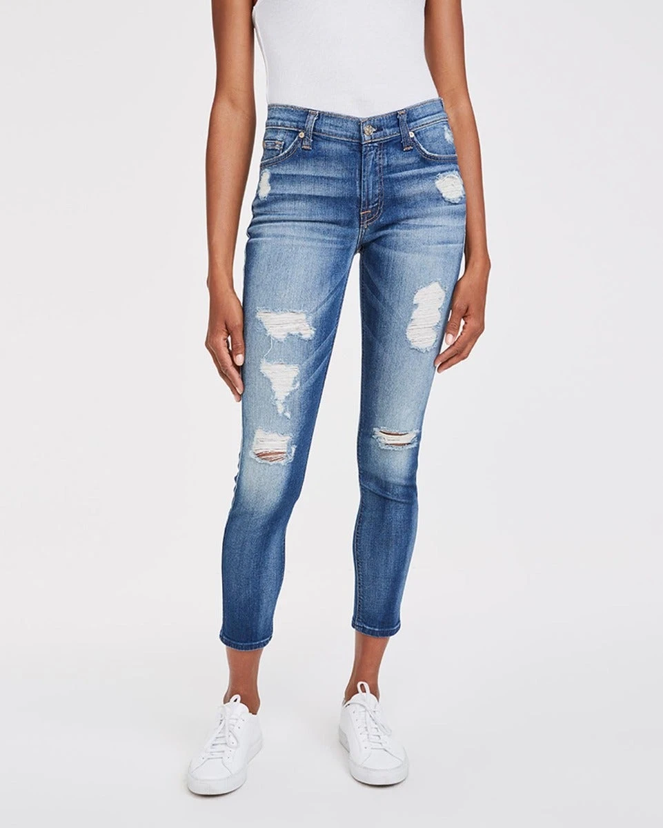 7 For All Mankind Ankle Skinny In Distressed Authentic Light 4 7 For All Mankind Ankle Skinny In Distressed Authentic Light - Image 2