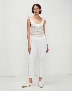 7 For All Mankind Luxe Vintage Josefina With Destroy In Broken Twill White