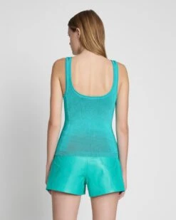 7 For All Mankind High Shine Quarter Zip Ribbed Tank In Atlantis -7 For All Mankind 6074af68915ab1ba5cf6f9b03da5692b