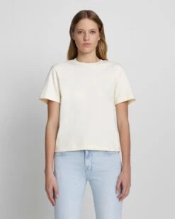 7 For All Mankind Everyday Crew Neck Tee In Antique White