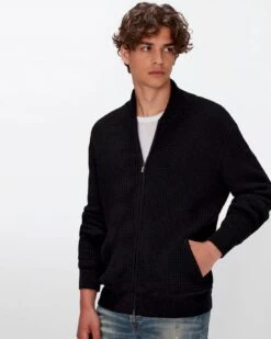 7 For All Mankind Wool Bomber Jacket In Black -7 For All Mankind 661db0b24aa10fdb5b536f371de90936