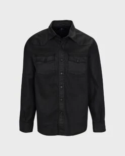 7 For All Mankind Coated Shirt In Black -7 For All Mankind 679b1063e83a414a80b822e533aac8bc