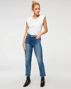 7 For All Mankind High Waist Cropped Straight In Distressed Authentic Light -7 For All Mankind 702db15422490797f82310ea6d886414