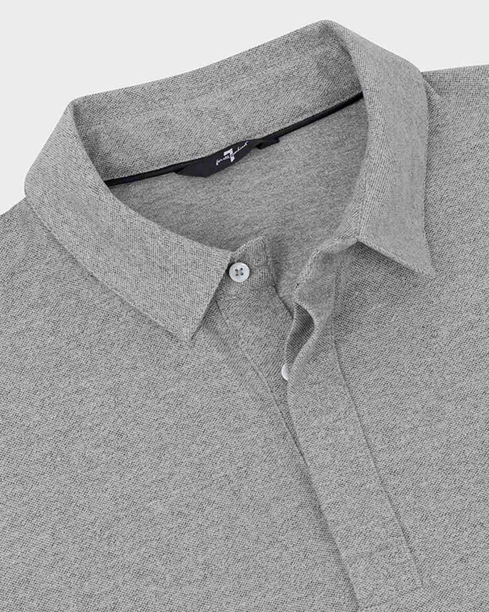 7 For All Mankind Pique Knit Polo In Heather Grey 9 7 For All Mankind Pique Knit Polo In Heather Grey - Image 7