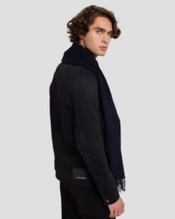 7 For All Mankind Cashmere Blend Scarf In Navy -7 For All Mankind 7A989406 NVY 4