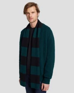 7 For All Mankind Wool Striped Scarf In Hunter Green -7 For All Mankind 7AS7M55S HUG 3