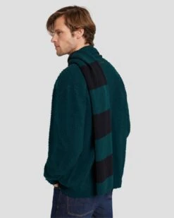 7 For All Mankind Wool Striped Scarf In Hunter Green -7 For All Mankind 7AS7M55S HUG 4