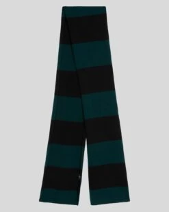 7 For All Mankind Wool Striped Scarf In Hunter Green