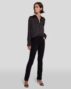 7 For All Mankind B(air) Kimmie Straight In Rinsed Black -7 For All Mankind 7E027C43 RNS 6