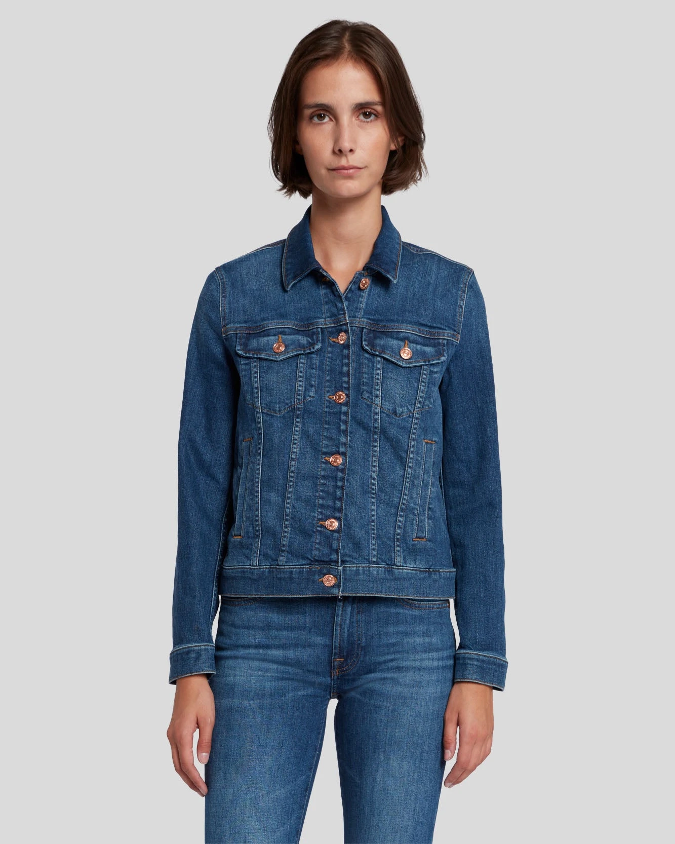 7 For All Mankind Slim Illusion Modern Trucker Jacket In Highline 3 7 For All Mankind Slim Illusion Modern Trucker Jacket In Highline