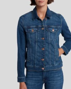 7 For All Mankind Slim Illusion Modern Trucker Jacket In Highline 13 7 For All Mankind Slim Illusion Modern Trucker Jacket In Highline -7 For All Mankind 7E060120 HGL 6