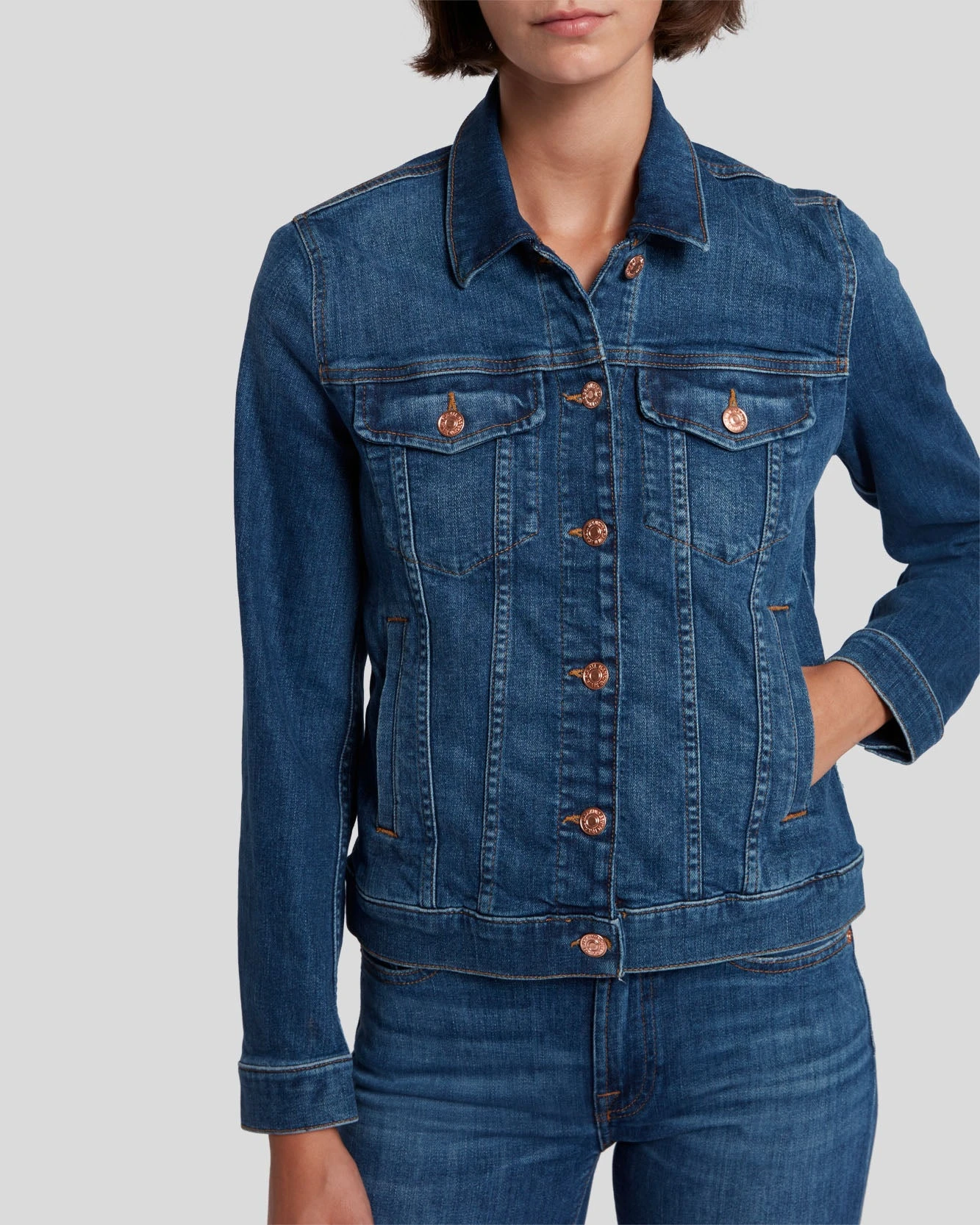 7 For All Mankind Slim Illusion Modern Trucker Jacket In Highline 8 7 For All Mankind Slim Illusion Modern Trucker Jacket In Highline - Image 6