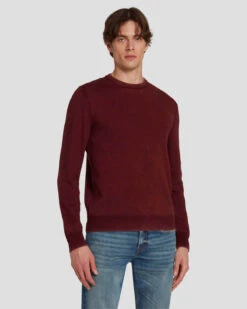 7 For All Mankind Merino Wool Sweater In Mulberry