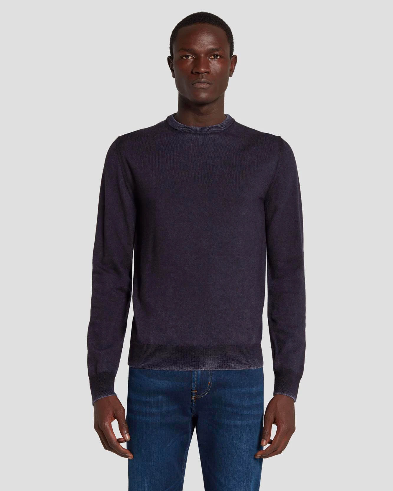 7 For All Mankind Merino Wool Sweater In Navy 3 7 For All Mankind Merino Wool Sweater In Navy