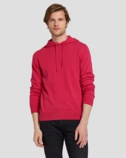 7 For All Mankind Cashmere Hoodie In Raspberry