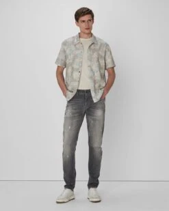 7 For All Mankind Palm Print Camp Shirt In Indigo -7 For All Mankind 7M511C80 IPM 04
