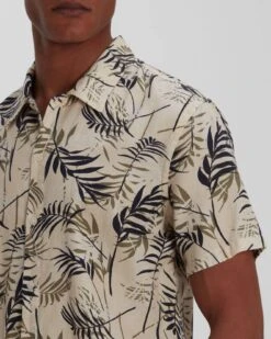 7 For All Mankind Palm Print Camp Shirt In Tea -7 For All Mankind 7M511C80 TPL 04