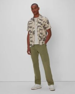 7 For All Mankind Palm Print Camp Shirt In Tea -7 For All Mankind 7M511C80 TPL 05