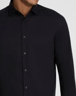 7 For All Mankind Long Sleeve Poplin Shirt In Black -7 For All Mankind 7M543M21 BLK 3