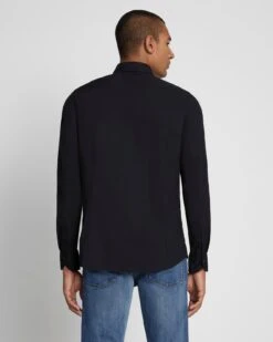 7 For All Mankind Long Sleeve Poplin Shirt In Black -7 For All Mankind 7M543M21 BLK 4