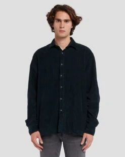 7 For All Mankind Corduroy Overshirt In Hunter Green