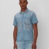 7 For All Mankind Short Sleeve Camp Collar Denim Shirt In Midpines -7 For All Mankind 7M906882 MDP 01