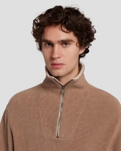 7 For All Mankind Half Zip Sweater In Sand 12 7 For All Mankind Half Zip Sweater In Sand -7 For All Mankind 7MHZMK03 SOW 5