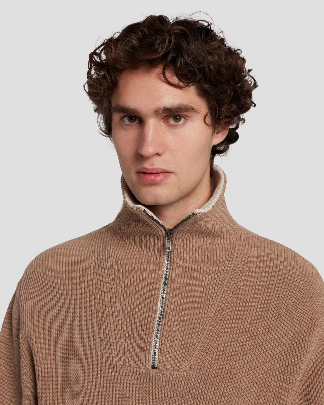 7 For All Mankind Half Zip Sweater In Sand 7 7 For All Mankind Half Zip Sweater In Sand - Image 5