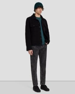 7 For All Mankind Wool Trucker In Black -7 For All Mankind 7MSELW89 BLK 2