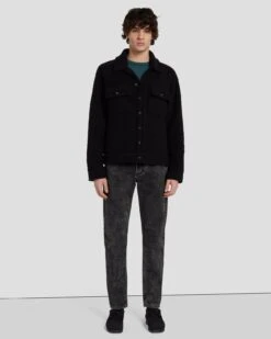 7 For All Mankind Wool Trucker In Black -7 For All Mankind 7MSELW89 BLK 3