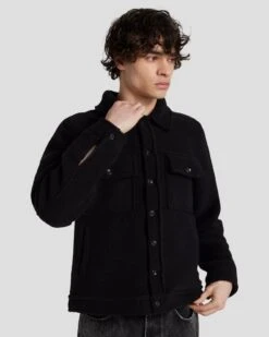 7 For All Mankind Wool Trucker In Black -7 For All Mankind 7MSELW89 BLK 5