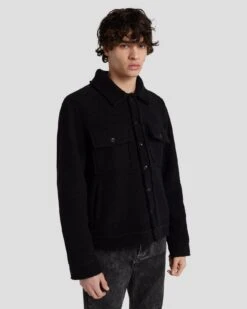 7 For All Mankind Wool Trucker In Black -7 For All Mankind 7MSELW89 BLK 6