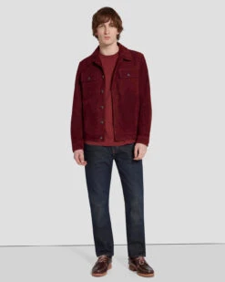 7 For All Mankind Suede Western Jacket In Burgundy -7 For All Mankind 7MSEMH20 BDY 2