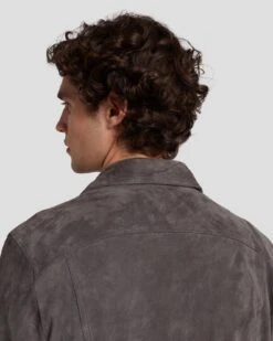 7 For All Mankind Suede Western Jacket In Dusty Grey -7 For All Mankind 7MSEML01 DTG 6