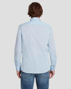 7 For All Mankind Long Sleeve Poplin Shirt In Light Blue -7 For All Mankind 7MSFMH29 LBL 4