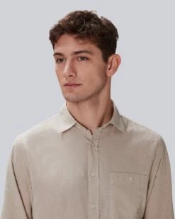 7 For All Mankind One Pocket Button Up Shirt In Sesame -7 For All Mankind 7MSFMH31 SSM 3