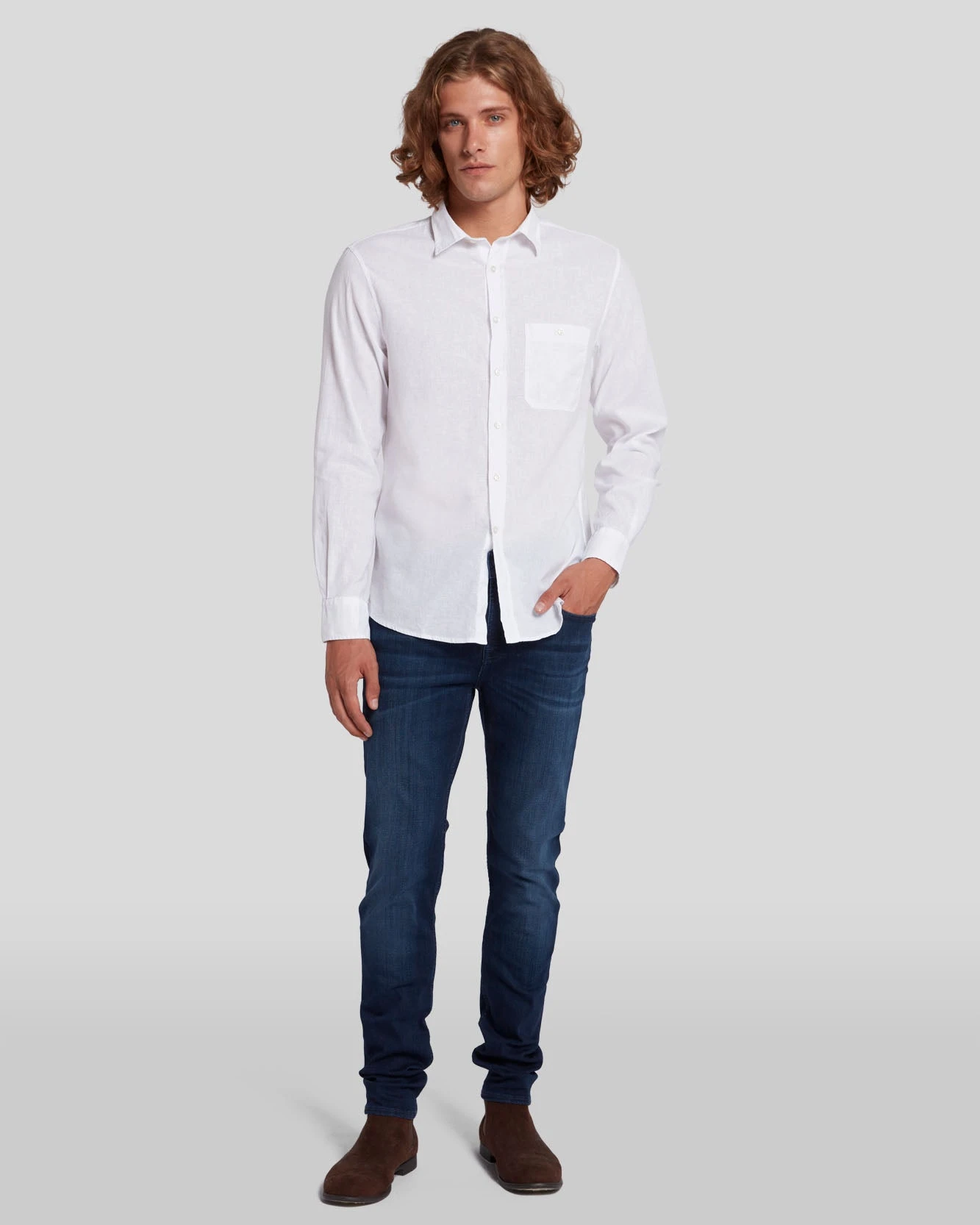 7 For All Mankind Linen Blend Button Up Shirt In White 4 7 For All Mankind Linen Blend Button Up Shirt In White - Image 2