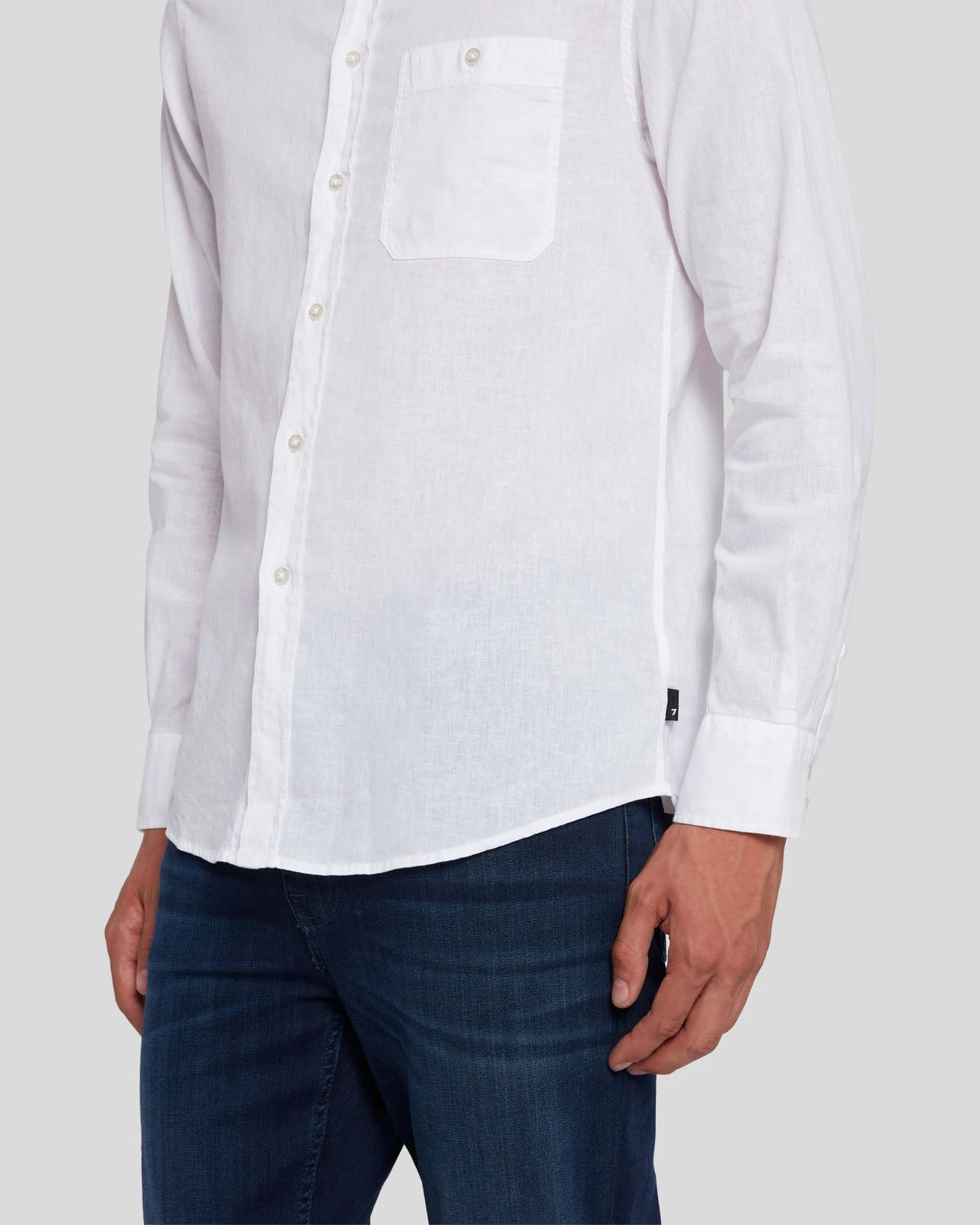 7 For All Mankind Linen Blend Button Up Shirt In White 5 7 For All Mankind Linen Blend Button Up Shirt In White - Image 3