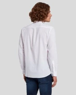7 For All Mankind Linen Blend Button Up Shirt In White 11 7 For All Mankind Linen Blend Button Up Shirt In White -7 For All Mankind 7MSFMH31 WHT 4